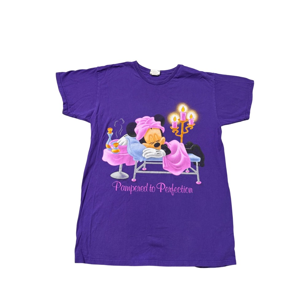 Vintage Disney World Minnie Mouse Pampered to Perfection Sleep Shirt Purple